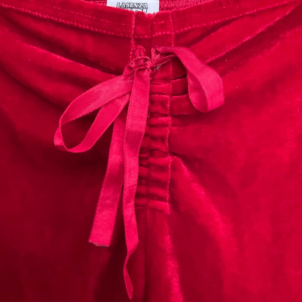 Vintage Y2K La Senza Girl Red Stretch Velvet Ruched Front Bellbottoms Flares - Picture 2 of 7
